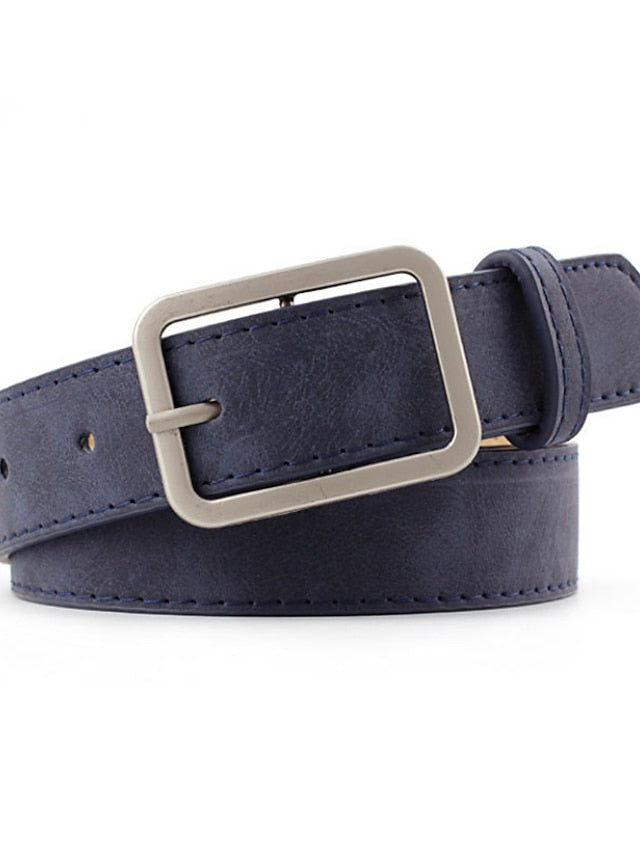 Unisex PU Buckle Belt PU Leather Prong Buckle Plain Casual Classic Party Daily Black Brown Navy Blue Beige for Women