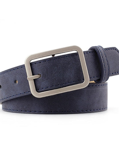 Unisex PU Buckle Belt PU Leather Prong Buckle Plain Casual Classic Party Daily Black Brown Navy Blue Beige for Women
