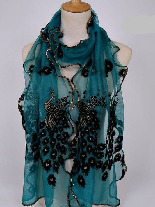 Chiffon Scarf Dailywear Date Blue Scarf Animal for Women