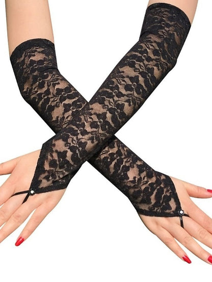 Fingerless Gloves Lace Gloves Wedding Party Evening Gift Polyester Simple Bridal Gloves Sexy 1 Pair for Women
