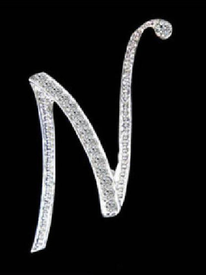 letter brooch pins initial rhinestone brooch for women crafts silvery m for Women