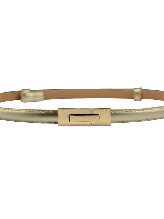 Skinny Belt Party Street Dailywear Holiday Gold Silver Belt Pure Color Blue Fall Winter Spring Summer for Women