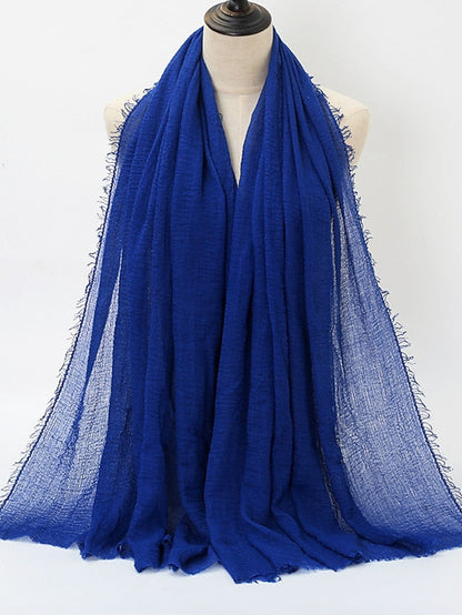 Plain Wrinkle Wrap Cotton Viscose Long Shawl Scarf Women Crinkle Hijab Shawl Muslim Head Hijab Scarf for Women