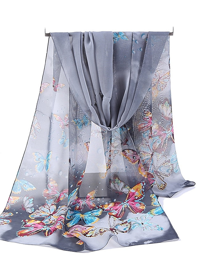 Scarves Shawl Daily Holiday Animal Chiffon Casual Vintage Retro Sunscreen Outdoor Casual 1 PC for Women