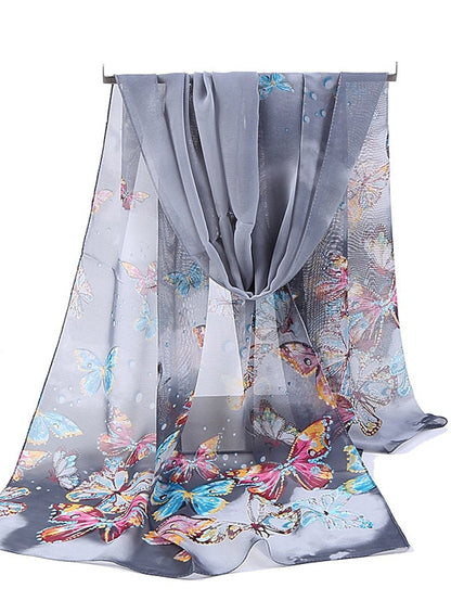 Scarves Shawl Daily Holiday Animal Chiffon Casual Vintage Retro Sunscreen Outdoor Casual 1 PC for Women