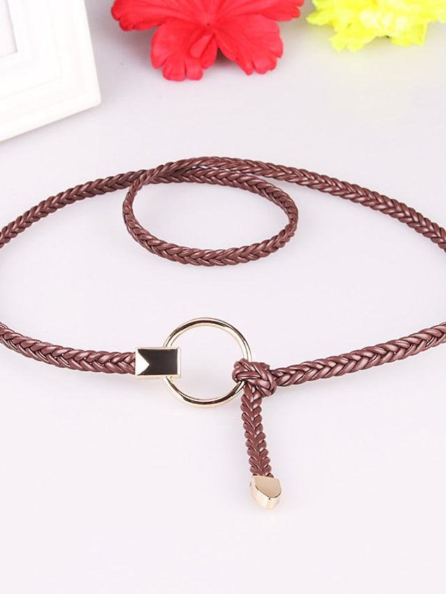 Belt PU Green White Black Gray Pink Skinny Belt Outdoor Dailywear Daily Holiday Pure Color / Spring / Summer / Fall / Winter / Coffee for Women