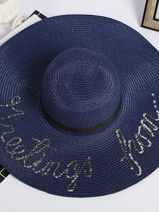 1 pcs Embroidered Straw Sun Hat Bridal Shower Gift Bachelorette Honeymoon Natural straw hats for Women