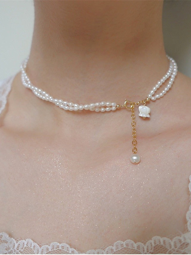 1PC Pearl Necklace Charm Necklace For Wedding Party Evening Daily Imitation Pearl Floral Flower for Women