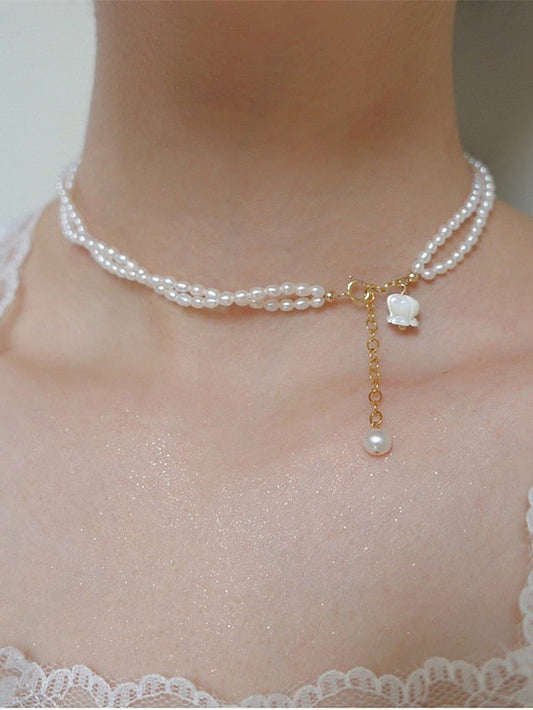 1PC Pearl Necklace Charm Necklace For Wedding Party Evening Daily Imitation Pearl Floral Flower for Women