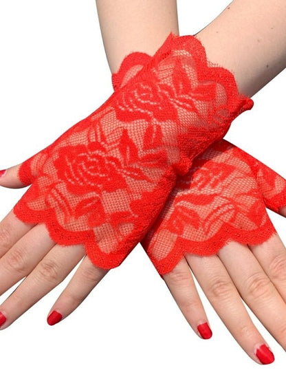 Women's Fingerless Gloves Lace Gloves Wedding Party Evening Gift Polyester Simple Bridal Gloves Sexy 1 Pair