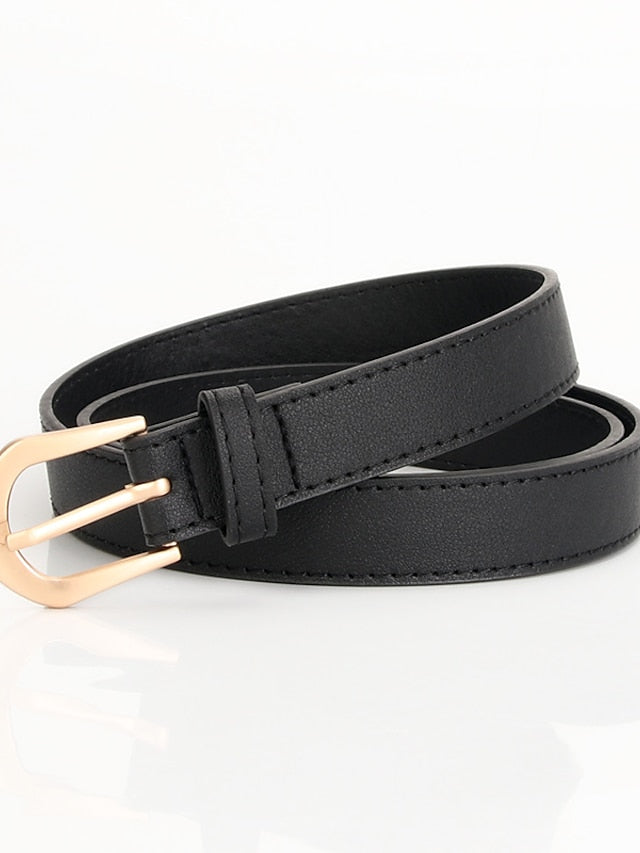 Unisex PU Buckle Belt PU Leather Prong Buckle Plain Casual Classic Party Work Black Blue Brown Coffee for Women