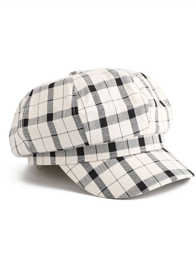 New Vintage White Cap Casual Women Cotton Beret Flat Hats for Women