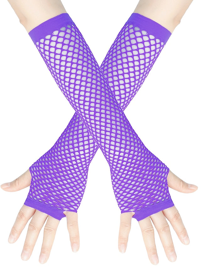 Fingerless Gloves Wedding Daily Pure Color Spandex Cosplay 1 Pair for Women