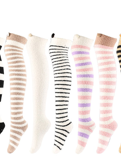 Knee High Socks Home Daily Multi Color Polyester Spandex Basic Classic Warm Cute 1 Pair for Women