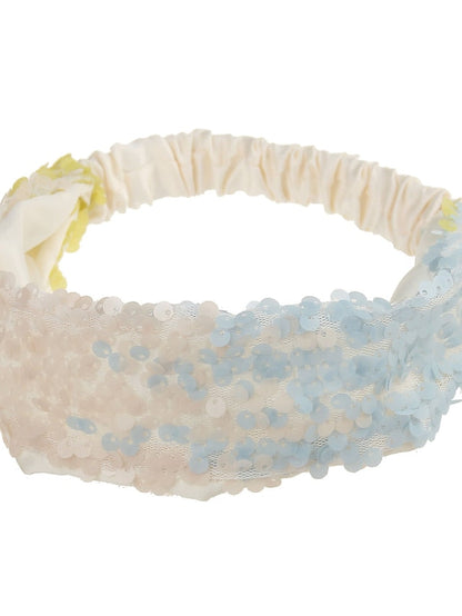 1PC Hairpins Hair Band For Outdoor Daily Sequins Fabric Black White Blue for Women