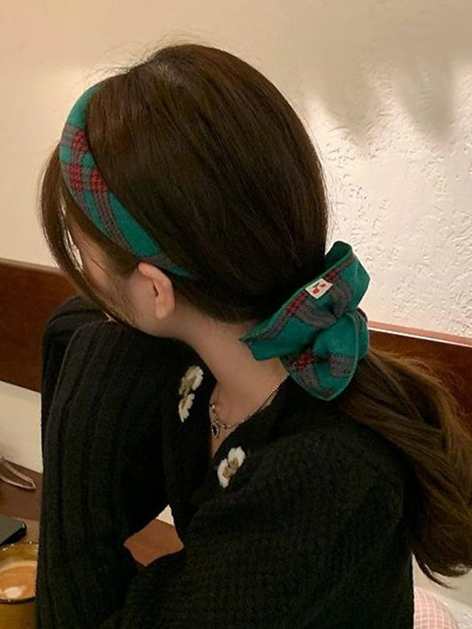 1PC Girls' Headbands Scrunchie For Christmas Fabric Green bow Red bow Red headband for Women