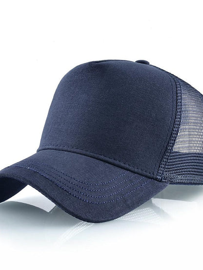 solid color cotton baseball cap european and american retro mesh cap peaked cap trucker hat men's spring and autumn simple tennis cap for Women