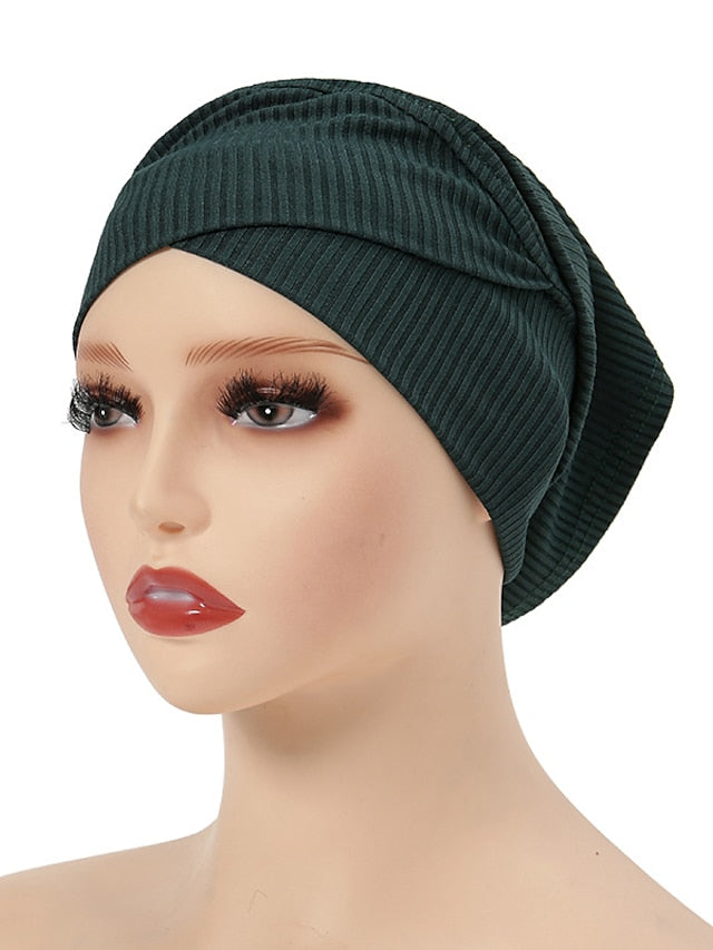 Simple Turban Cap Muslim Hijab Women Head Scarves Islamic Underscarf Bonnet Headscarf Stretch Jersey Cap Solid Color Muslim Turban Hats for Women