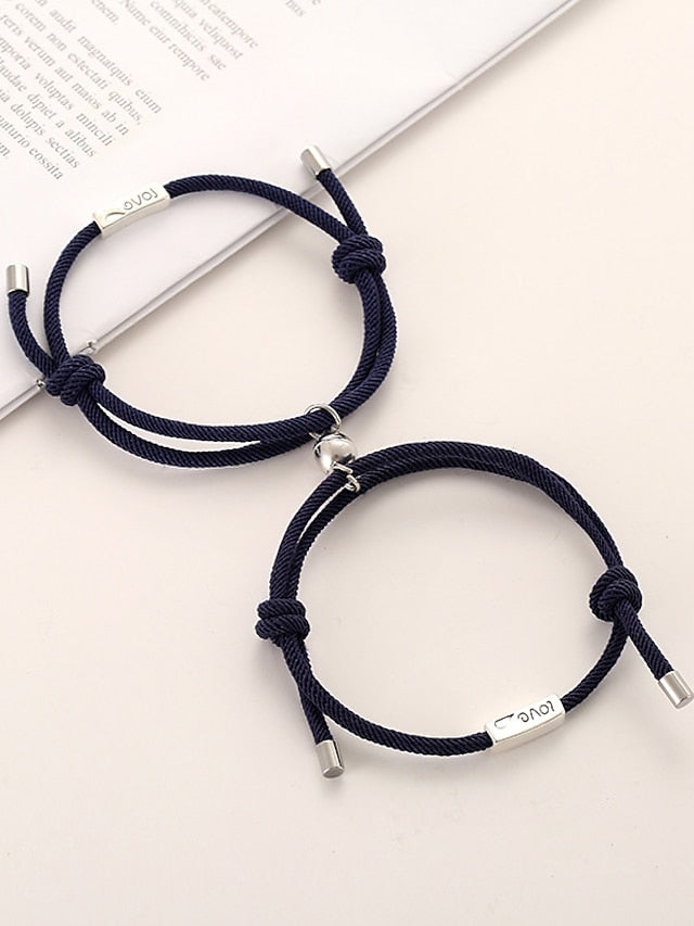 1 Pair Couple's Bracelet Magnetic Adjustable Romantic Series Love Simple Rope Bracelet Jewelry Milan For Gift for Women