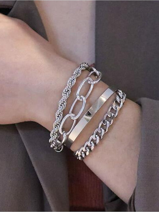 4pcs Bracelet Classic Fashion Punk Personalized Alloy Bracelet Jewelry Silver / Gold For Daily Date for Women