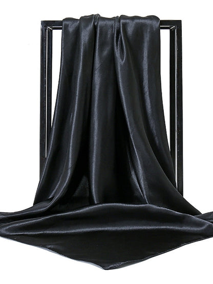 1pcs 90*90cm Solid Colors Neckerchief Hijab Scarf For Women Silk Satin Headband Hair Scarves Female Square Shawls Head Scarfs For Ladies for Women