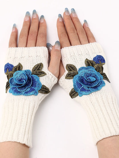 Fingerless Gloves Warm Winter Gloves Gift Daily Flower / Floral Polyester Acrylic Fibers Cosplay Casual 1 Pair for Women