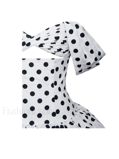 Umika Polka Dots Charming Bubble Hem Mini Dress