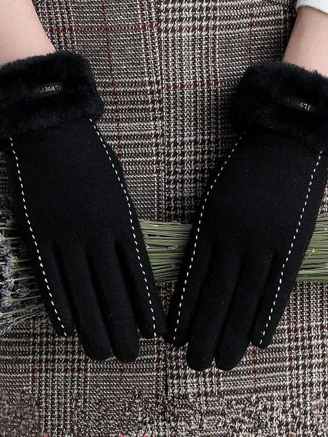 Gloves Warm Winter Gloves Daily Holiday Stitching Lace Acrylic Fibers Simple 1 Pair for Women
