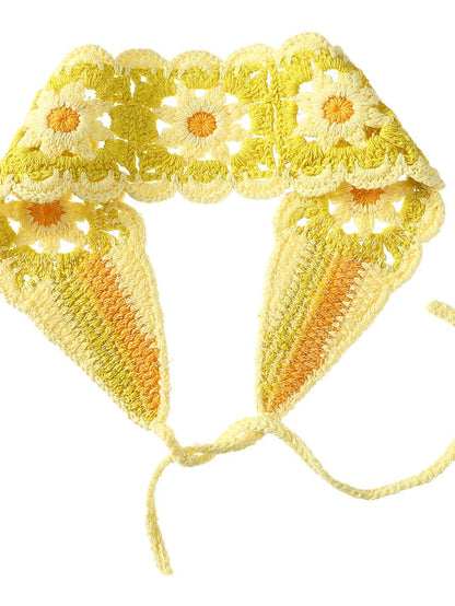 1pc Crochet Hippie Headbands for Women Boho Hair Bands Floral Bandanas Knit Head Wrap for Girls Holiday Headband for Women
