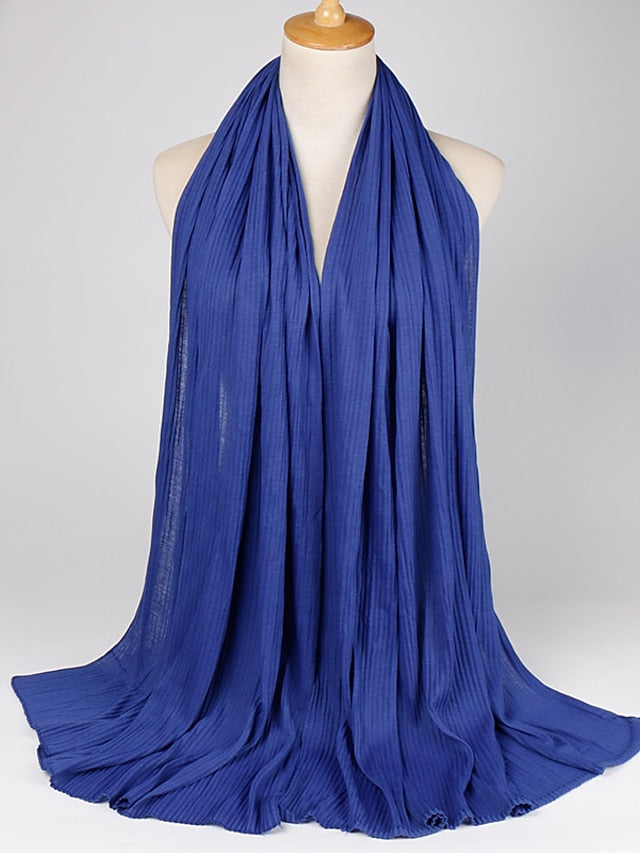 Multiple Colors Plain Solid Wrinkle Maxi Jersey Hijab Shawl Wrap Elastic Foulards Sjaal Arab Snood Islamic Muslim Headband 180*80Cm for Women