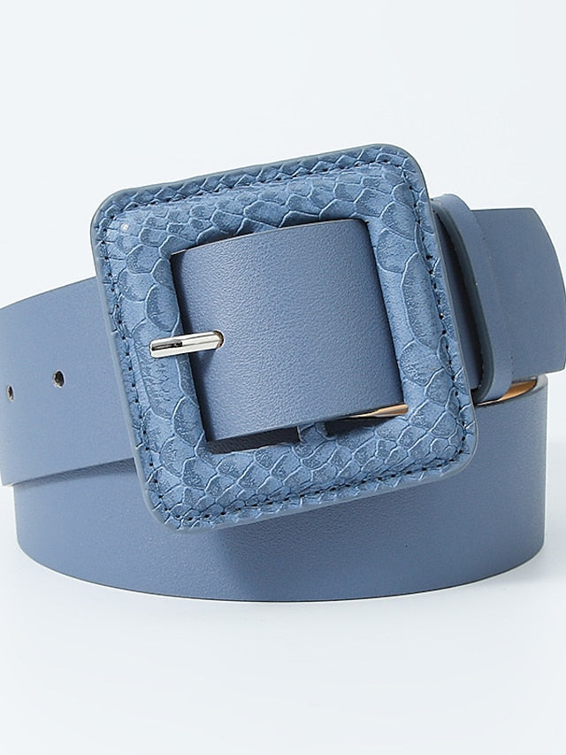Unisex PU Buckle Belt PU Leather Prong Buckle Plain Classic Casual Party Work Violet Black White Pink for Women