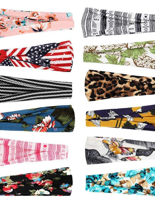 europe and the united states cross-border fashion sports hairband yoga bundle sweat-absorbing headband new ladies wide-brimmed printed headwear for Women