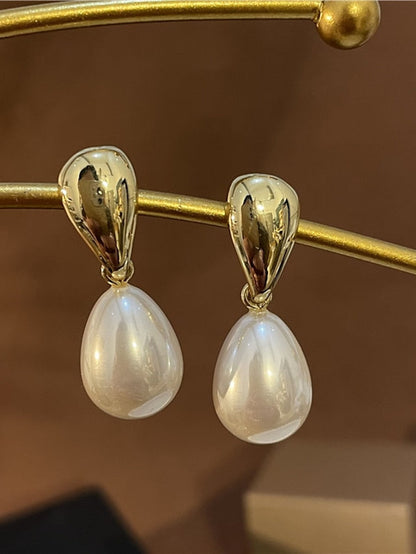 1 Pair Earrings For Girls' Wedding Imitation Diamond 18K Gold Long Pearl Earrings Baroque Drop Dangle Earrings for Women Statement Snake Chain Dainty Adjustable Stud Jewelry for Wedding for Women