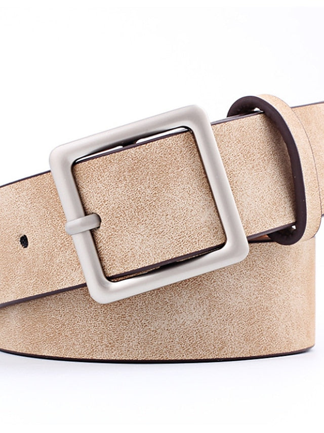 Unisex PU Buckle Belt PU Leather Prong Buckle Plain Casual Classic Party Daily White Black Pink Red for Women