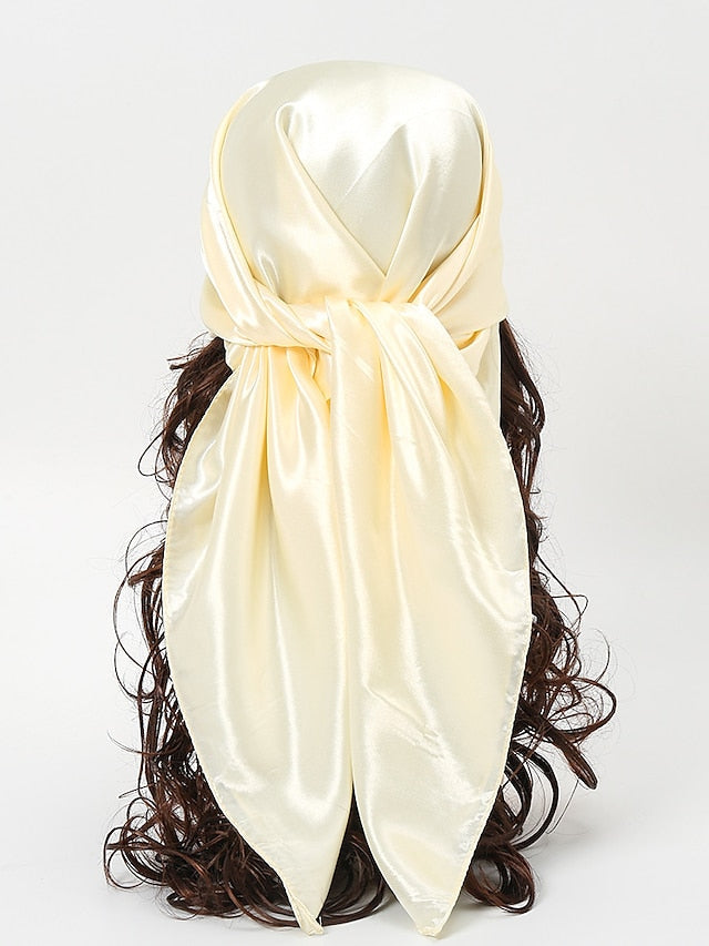 1pcs 90*90cm Solid Colors Neckerchief Hijab Scarf For Women Silk Satin Headband Hair Scarves Female Square Shawls Head Scarfs For Ladies for Women