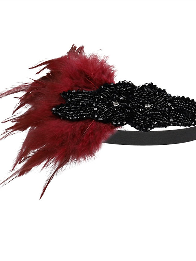 Hair Tie Textured Party Feather Headwear / Imitation Diamond / Wedding / Party Evening / Gold / Black for Women