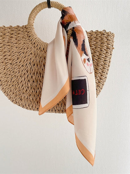 55*55CM Fashion Silk Satin Square Scarf Women Animal Print Small Neckerchief Hair Bandana Female Head Scarves Bags Decoration for Women