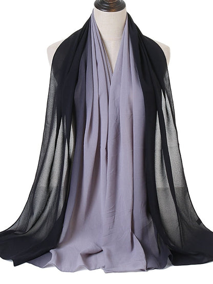 Fashion Gradient Bubble Chiffon Instant Hijab Women High Quality Cover-Up Shawl Wrap Neck Stole Muslim Caps 180*70Cm for Women