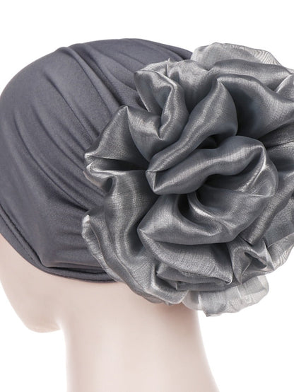 1pcs Women Floral Solid Hat Flower Stretchy Turban Bonnet Ladies Bandanas African Head Wrap for Women