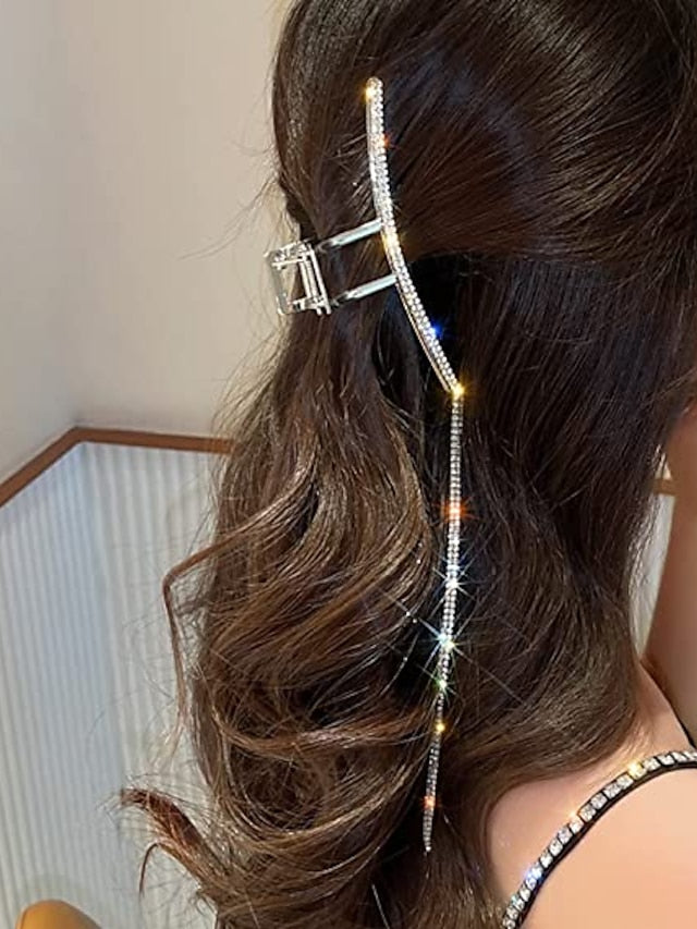 Metal Hair Claw Clips Gold Snack Hair Accessories Valentine's Day Large Rhinestones Design Acrylic Luxury Hair Crab Headbands Hairpin Barrette Head Bands Hair Clamp Hair Accessories for Women 1Pcs for Women