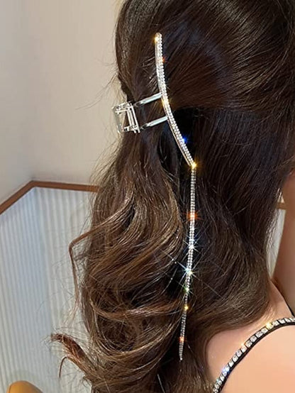 Metal Hair Claw Clips Gold Snack Hair Accessories Valentine's Day Large Rhinestones Design Acrylic Luxury Hair Crab Headbands Hairpin Barrette Head Bands Hair Clamp Hair Accessories for Women 1Pcs for Women