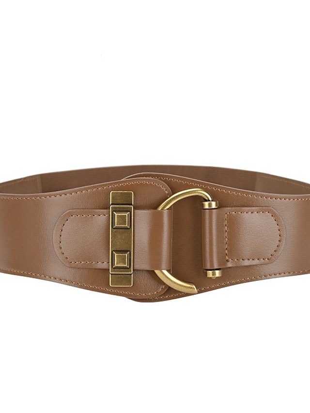 Belt Faux Leather Black Pink Light Brown Khaki Red Wide Belt Outdoor Street Dailywear Holiday Pure Color / Spring / Summer / Fall / Winter for Women