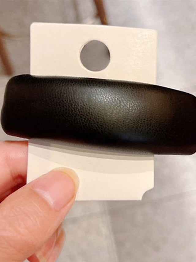 1PC Girls' Hair Clip For Classic PU Leather Pink Brown Grey for Women