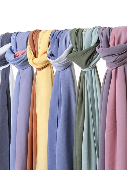 Fashion Gradient Bubble Chiffon Instant Hijab Women High Quality Cover-Up Shawl Wrap Neck Stole Muslim Caps 180*70Cm for Women