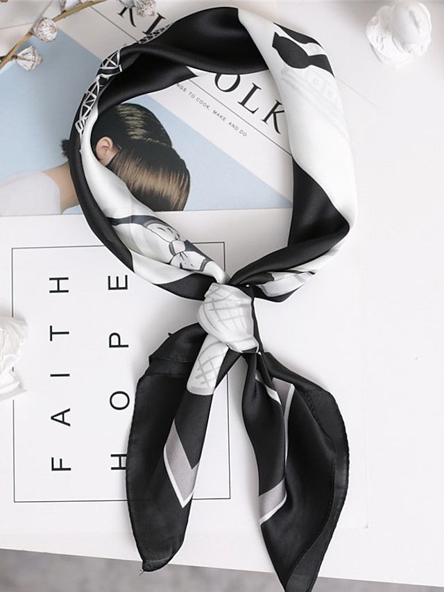 Square Scarf Infinity Scarf Date Work Outdoor White Pink Scarf Color Block for Women