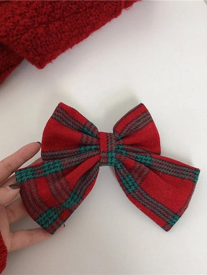 1PC Girls' Headbands Scrunchie For Christmas Fabric Green bow Red bow Red headband for Women