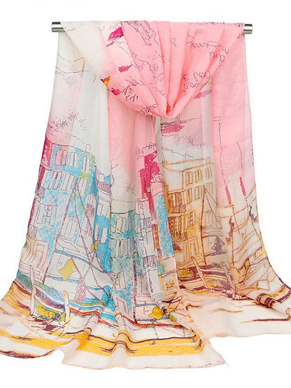 Scarves Satin Scarves Shawl Party Gift Daily Wear Chiffon Vintage Retro 1 PC for Women
