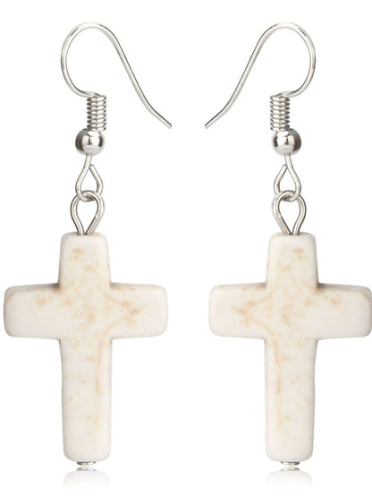 1 Pair Drop Earrings For Turquoise Street Daily Alloy Classic Cross for Women