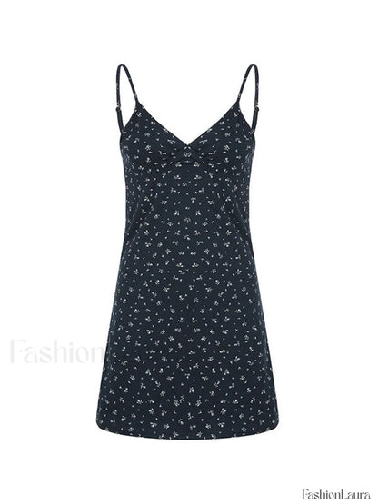 V Neck Ditsy Floral Mini Dress