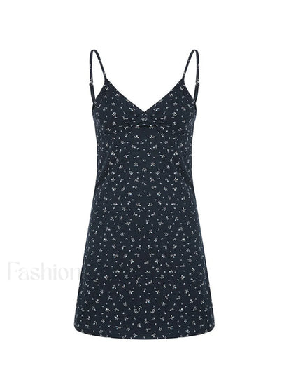 V Neck Ditsy Floral Mini Dress